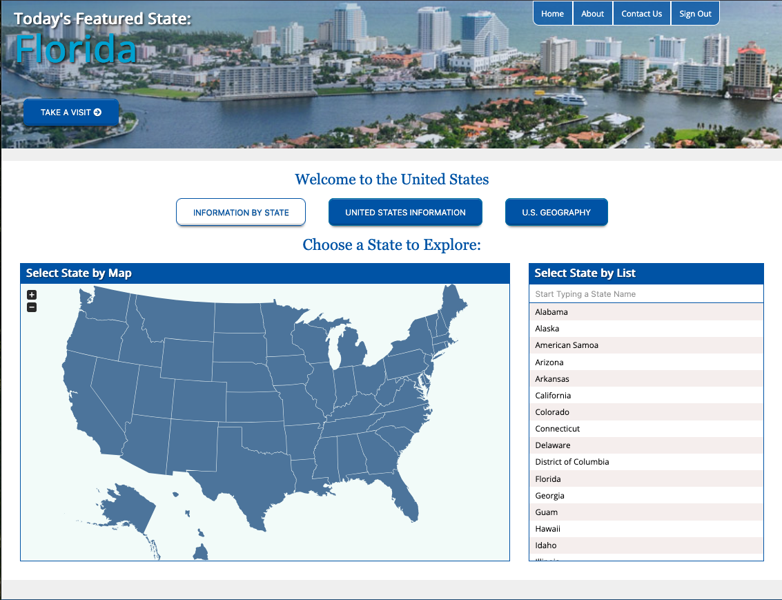 ABC the USA Navigation Screenshot