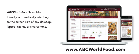 An image of a laptop and a mobile phone featuring ABC World Food