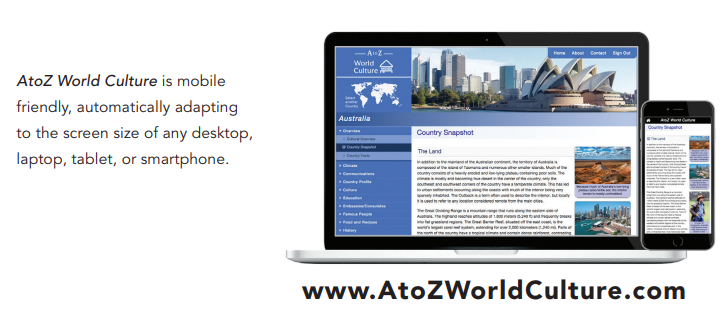 An image of a laptop and a mobile phone featuring A to Z World Culture
