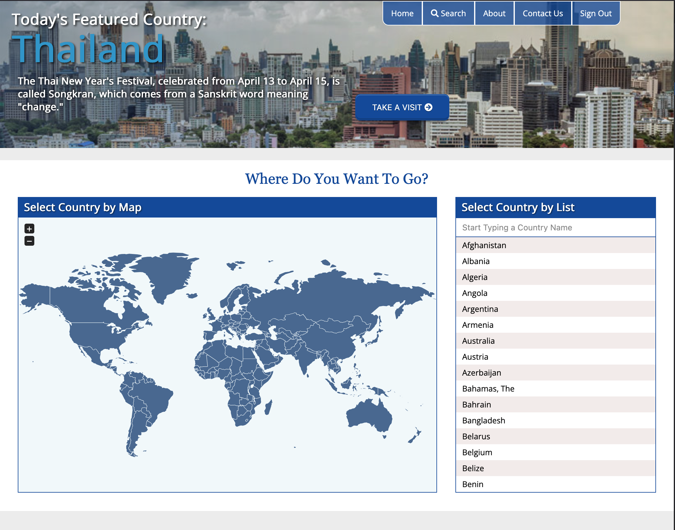 A to Z World Culture Navigation Screenshot