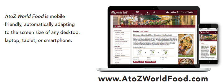 An image of a laptop and a mobile phone featuring A to Z World Food