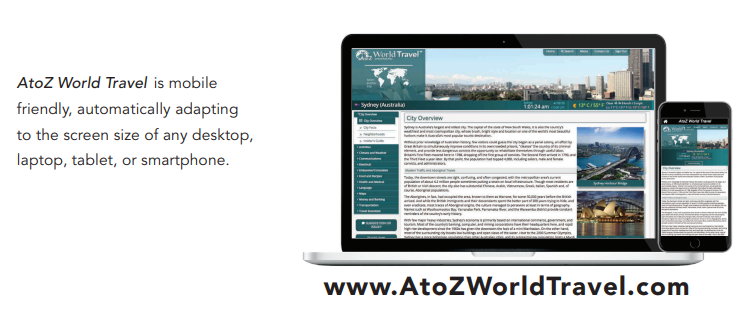 An image of a laptop and a mobile phone featuring A to Z World Travel