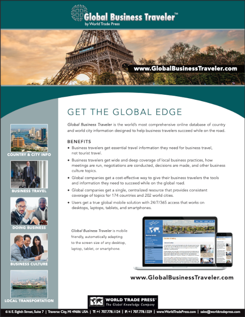 Global Business Traveler product sheet cover page
